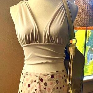 Fairy style silky low V neck top